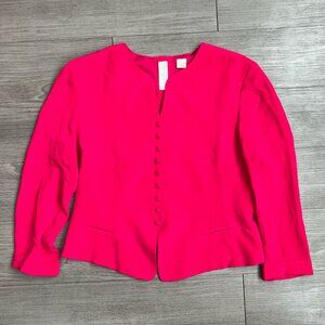 Vtg 90s Dana Buchman Hot Pink Fuchsia Button Down Blouse Silk Size 12 Petite